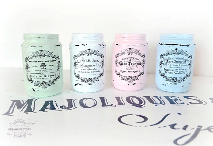 Shabby French Painted Jars
