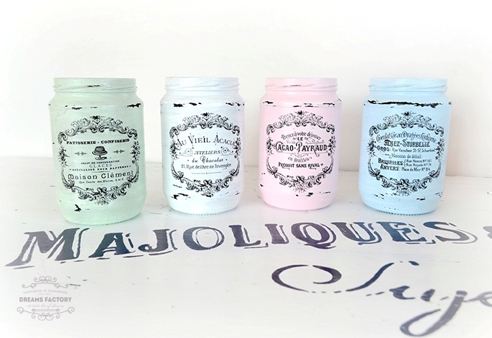 Shabby French Painted Jars