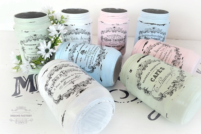 Shabby French Painted Jars