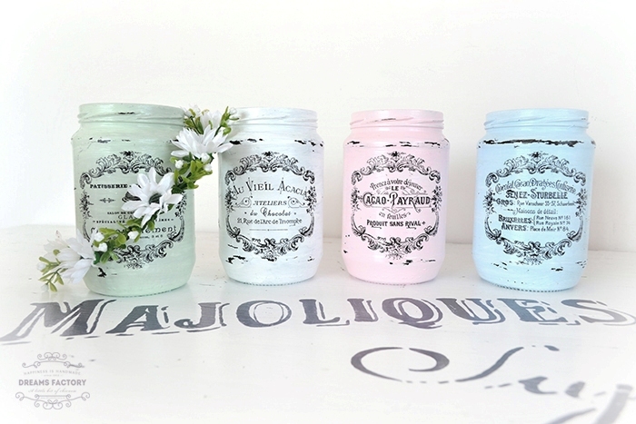 Shabby French Painted Jars