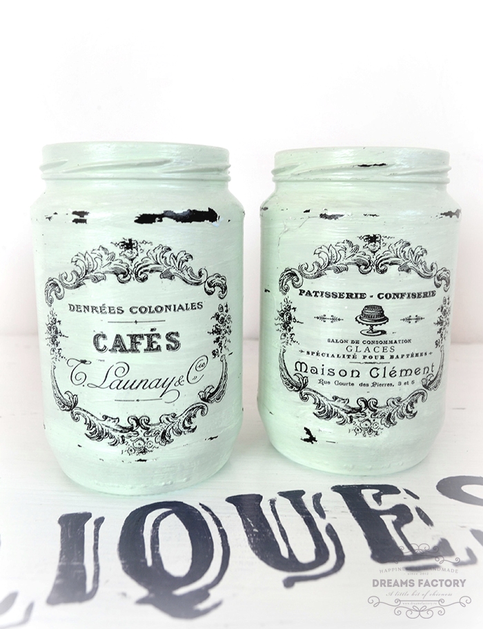 Shabby French Painted Jars