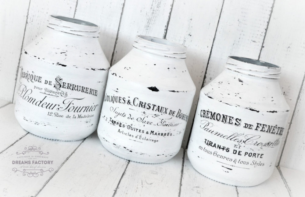 Shabby French Painted Jars