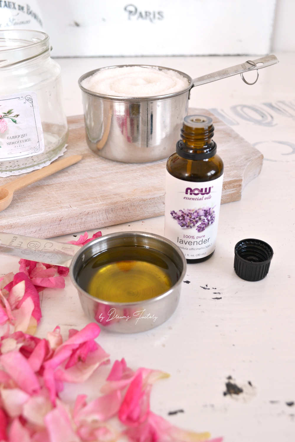 DIY Rose Petal & Lavender Sugar Scrub - www.bydreamsfactory.com