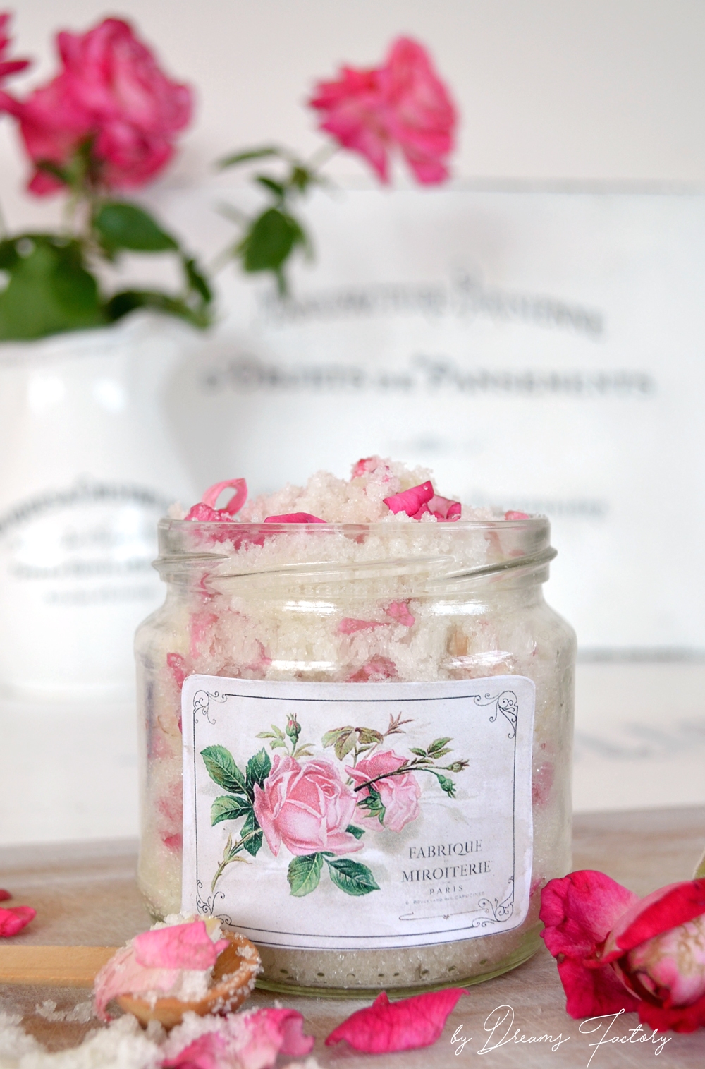 DIY Rose Petal & Lavender Sugar Scrub - www.bydreamsfactory.com