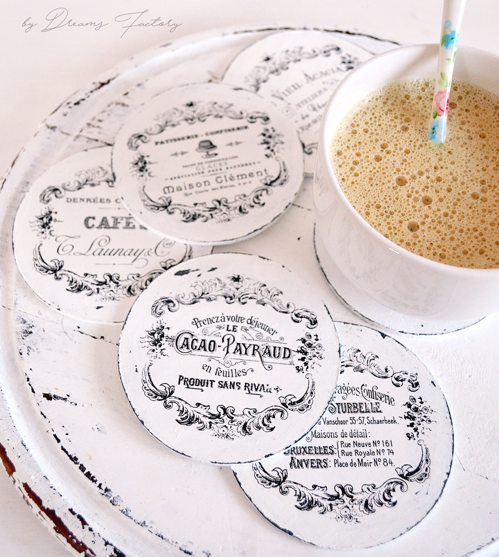 DIY Round French Coasters - make some chic French coasters for your chic mornings - by Dreams Factory