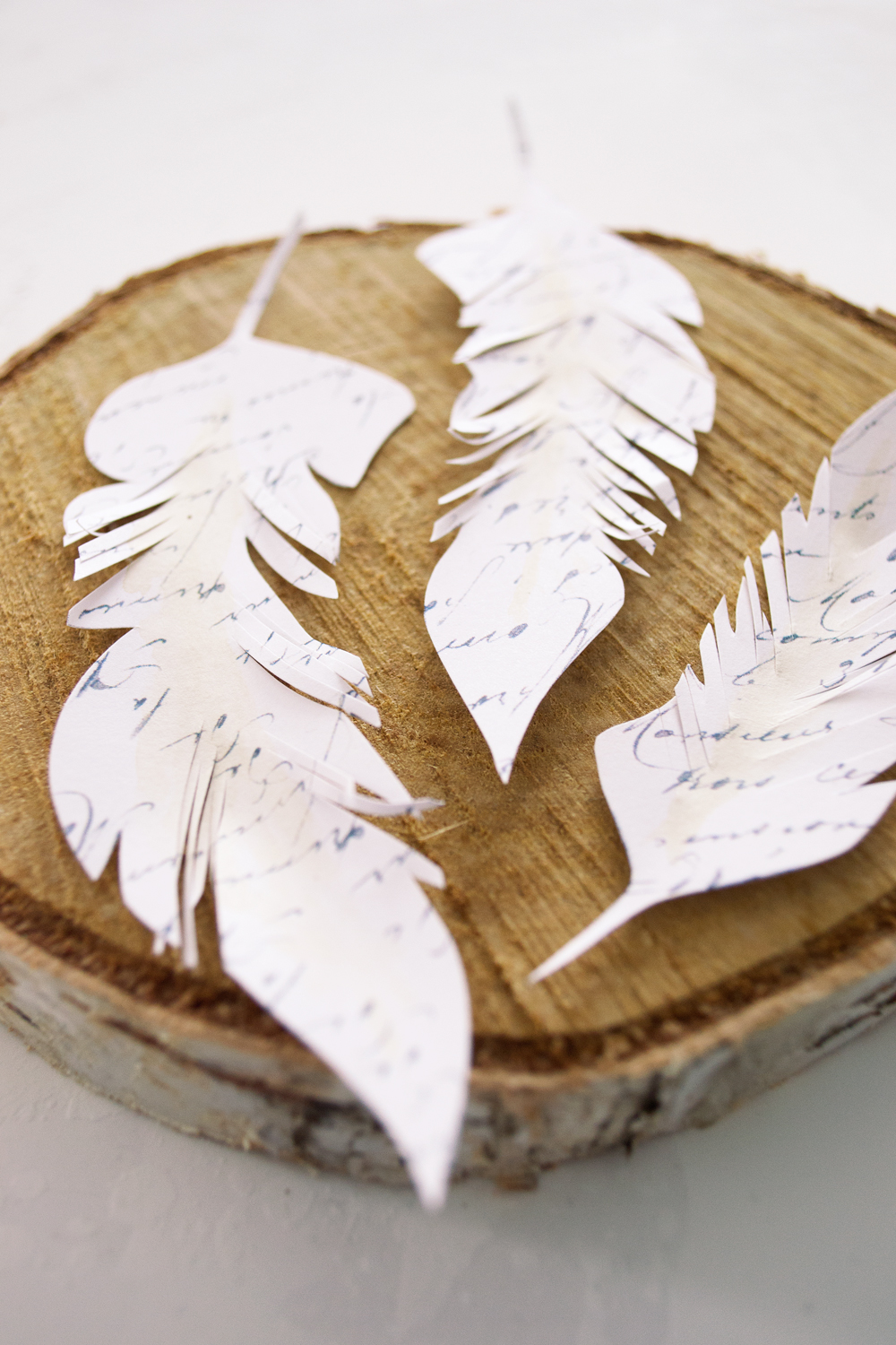 DIY French Script Paper Feathers - free printable